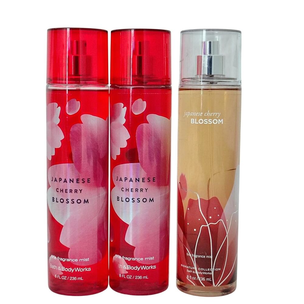 3 Bath & Body Works Japanese Cherry Blossom Fine Fragrance Mist Spray 8 oz. NEW